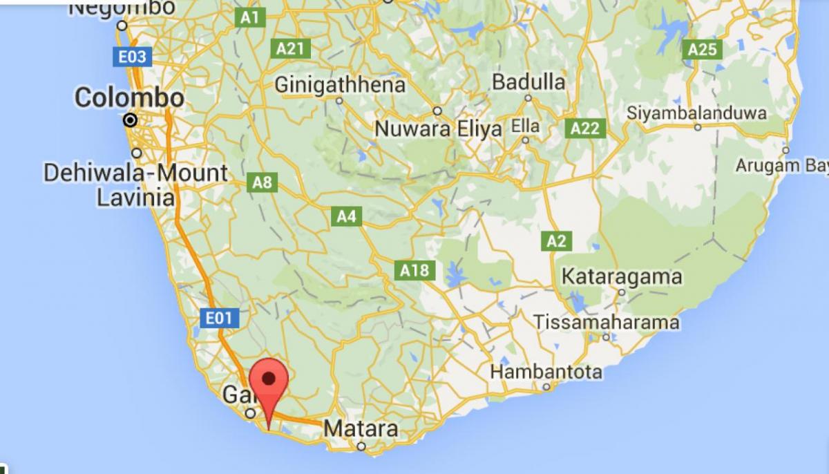  რუკა სამხრეთ-დასავლეთ შრი-ლანკაში