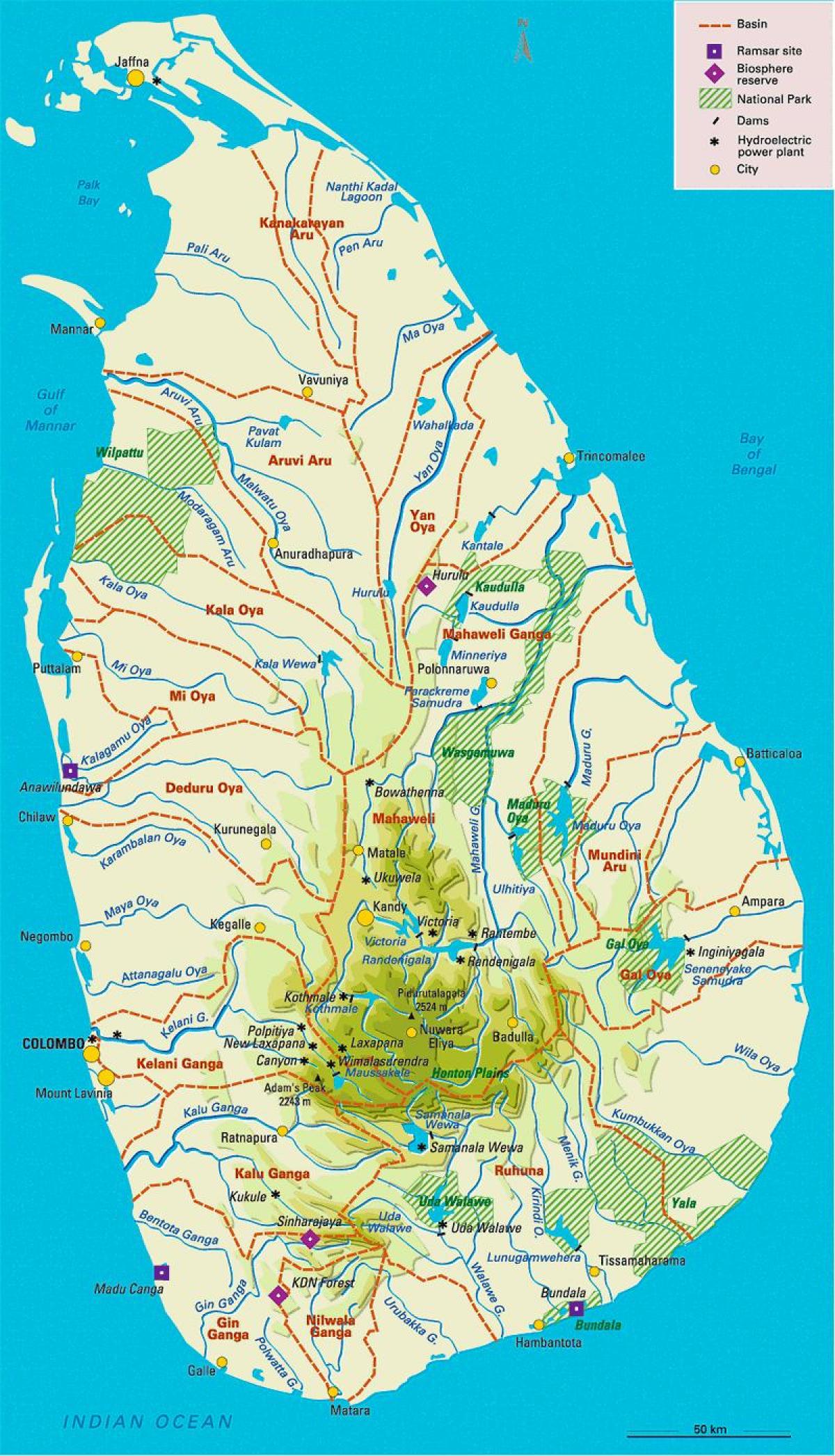 შრი-ლანკას მდინარეების რუკა in tamil