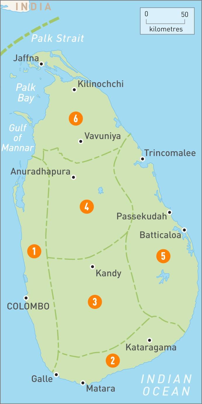 რუკა შრი-ლანკა რეგიონებში