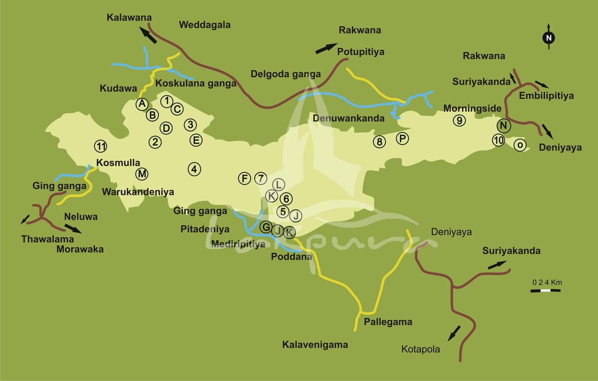 რუკა sinharaja შრი ლანკა