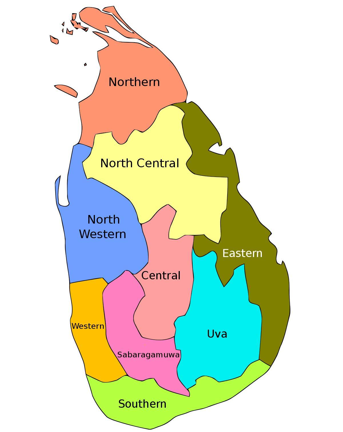 შრი-ლანკას პროვინციების რუკა