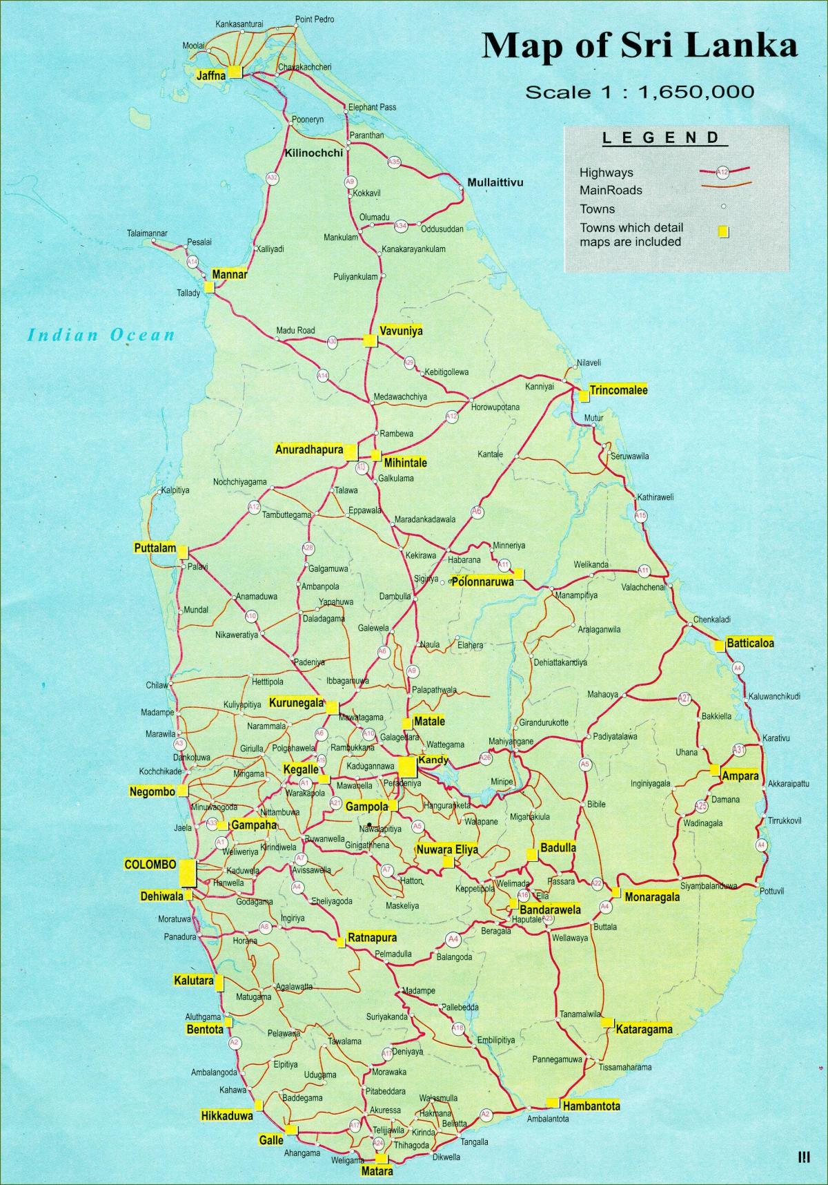 რუკა შრი-ლანკა რუკა მანძილი